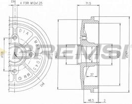 BREMSI CR5472 - TAMBOR DE FRENO DIA.203 X 71,5 / 46,5 CITROEN P