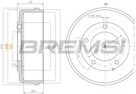  CR5646 - TAMBOR DE FRENO DIA.280 X 105/80 5 FORD TRANSIT